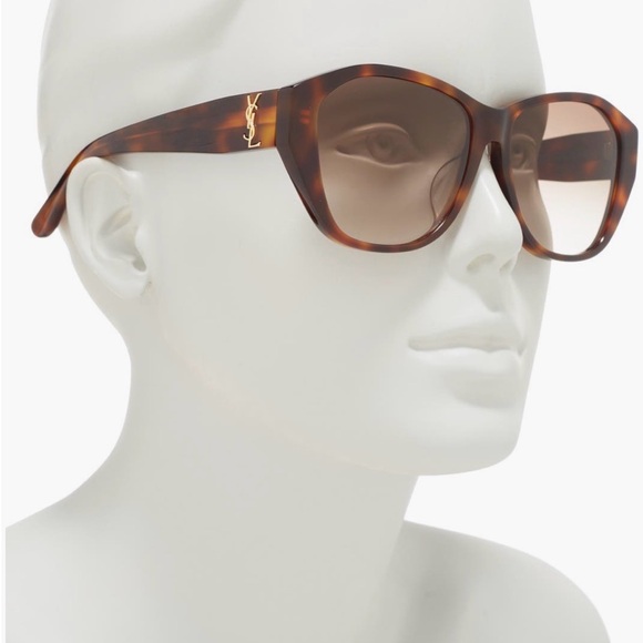 Yves Saint Laurent Tortoiseshell 56mm Gradiant Sunglasses - Picture 3 of 9